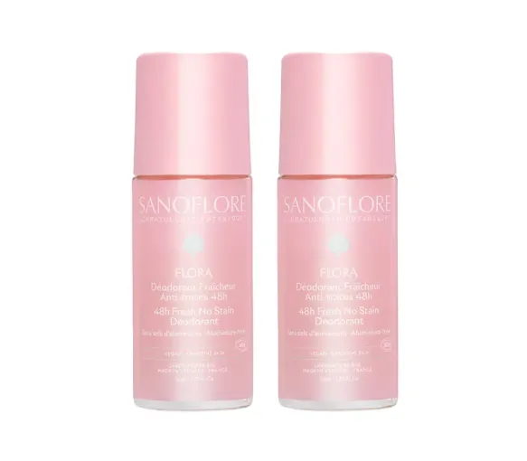 Flora Deodorant Wirksamkeit 48h bio Sanoflore - 2er Pack 50 ml Roll-ons