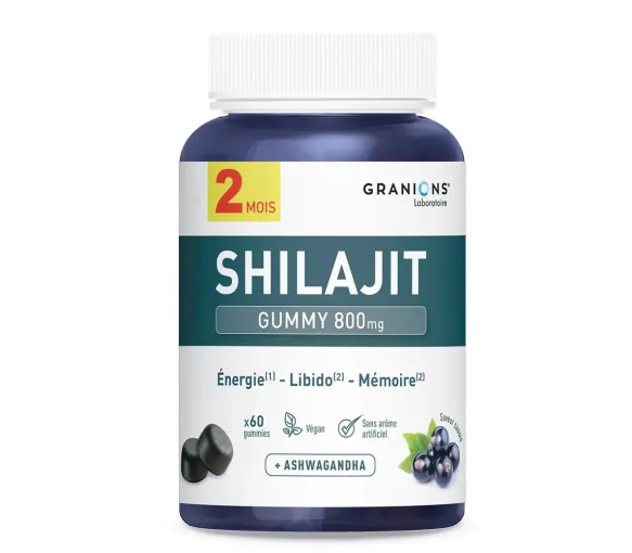 Shilajit Gummis 800mg Cassisgeschmack Granions - 60 Gummis pro Dose
