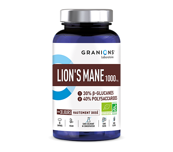 Bio-Löwenmähne 1000mg Granions - Dosis von 90 Kapseln