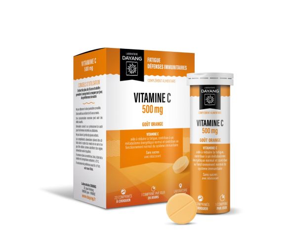Vitamin C 500mg Orange-Geschmack Dayang - Packung mit 20 Tabletten