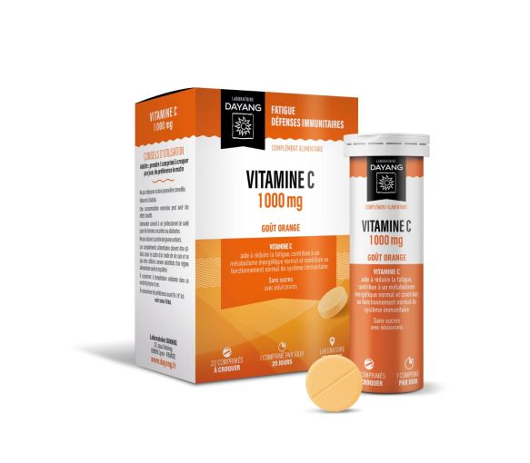 Vitamin C 1000mg Orange-Geschmack Dayang - Packung mit 20 Tabletten
