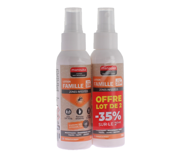 Manouka Insektenschutzspray Familienlotion für befallene Gebiete - 2er-Pack 75ml -35% auf das 2. - image 1