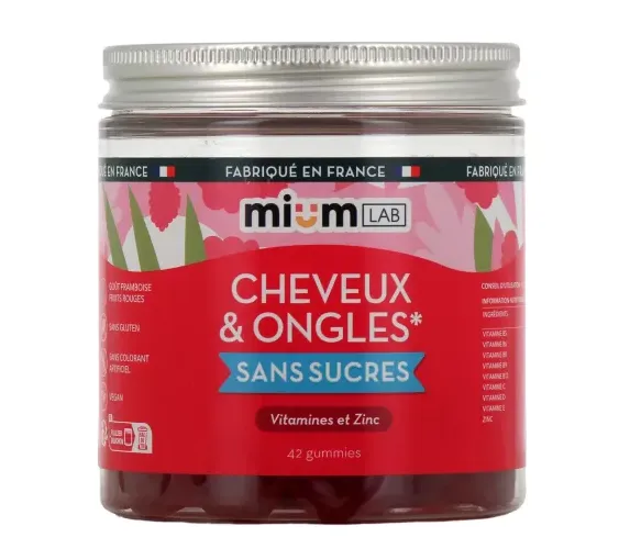 Haare und Nägel ohne Zucker Mium Lab - Dose mit 42 Gummies
