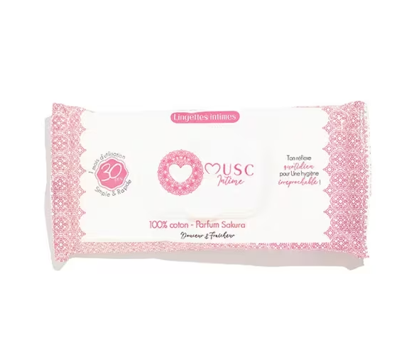 Natürliche Intimfeuchttücher Sakura-Duft Moschus Intime - Packung mit 30 Tüchern - image 1