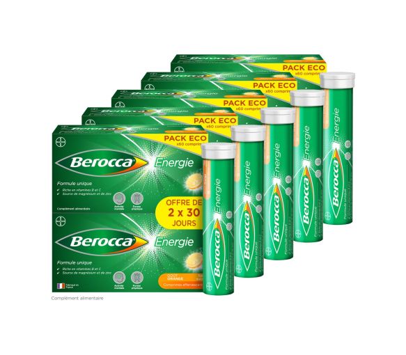 Berocca Energie Orange Vitamine B et C, magnésium et Zinc 60 comprimés effervescents (lot de 5) - image 1