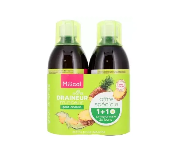 Ultra Ananas Schlankheitsdrainage Milical - 2er-Pack 500 ml Flaschen