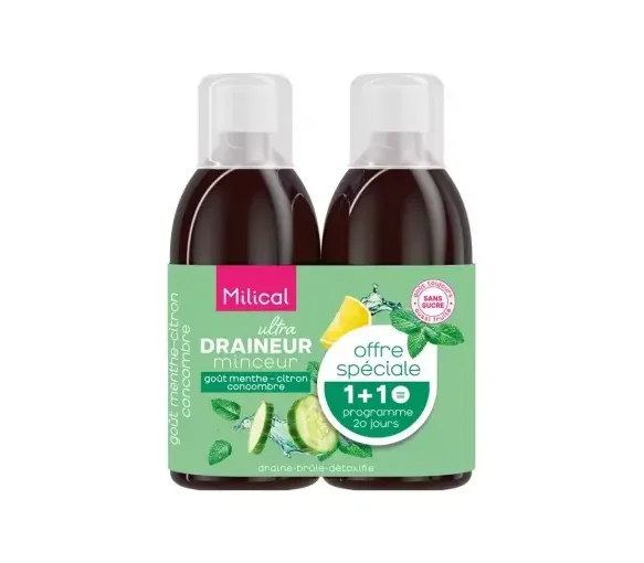 Ultra schlanker Entwässerer Minze Zitrone Gurke Milical - 2er Pack mit 500ml Flaschen