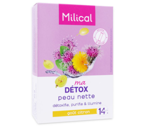 Meine Detox Hautrein Geschmack Zitrone Milical - Box mit 14 Sticks