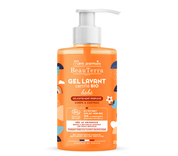 Bio-Waschgel für empfindliche Babyhaut für Körper und Haare Mein erstes Beauterra - Pumpflasche mit 750 ml - image 1