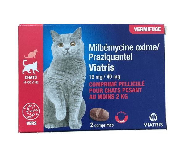 Milbemycin Praziquantel Wurmkur Katze +2kg Leberaroma Viatris - Packung mit 2 Tabletten - image 1