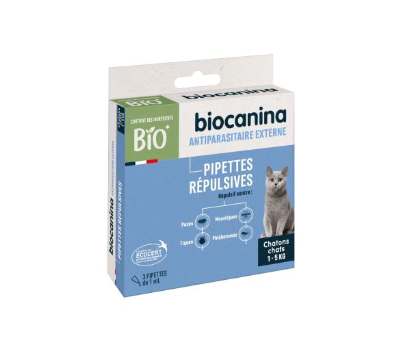 Biocanina äußere antiparasitäre Abwehrpipetten für Katzen von 1 bis 5 kg - Packung mit 3 Pipetten à 1 ml - image 1