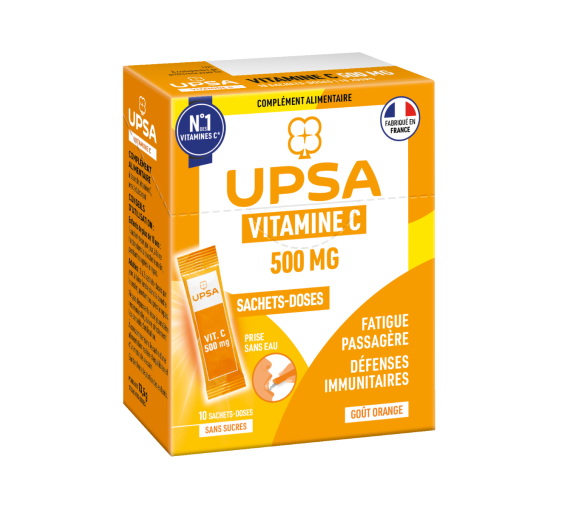 Vitalität Vitamin C 500 mg UPSA - Packung mit 10 Beuteln
