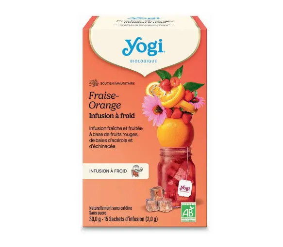 Immunsystem Unterstützung Bio Erdbeere-Orange Kaltaufguss Yogi Tea - 15 Teebeutel