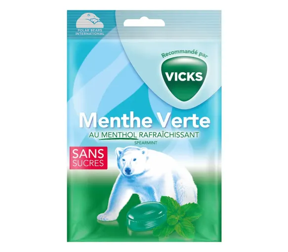 Grüne Minzbonbons mit erfrischendem Menthol von Vicks - 72g Beutel