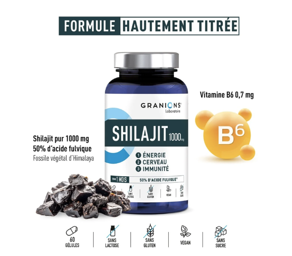 Shilajit 1000g Granions - Dose von 60 Kapseln - image 4