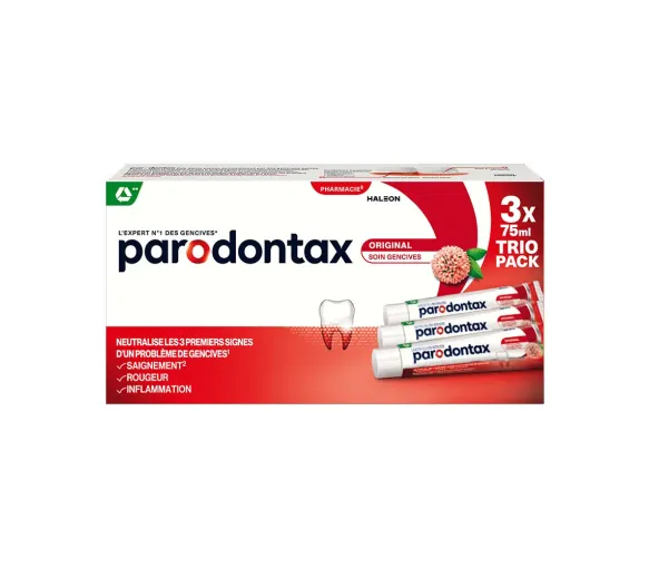 Originale Zahnpasta für Zahnfleischpflege Parodontax - 3er-Pack mit 75ml Tuben
