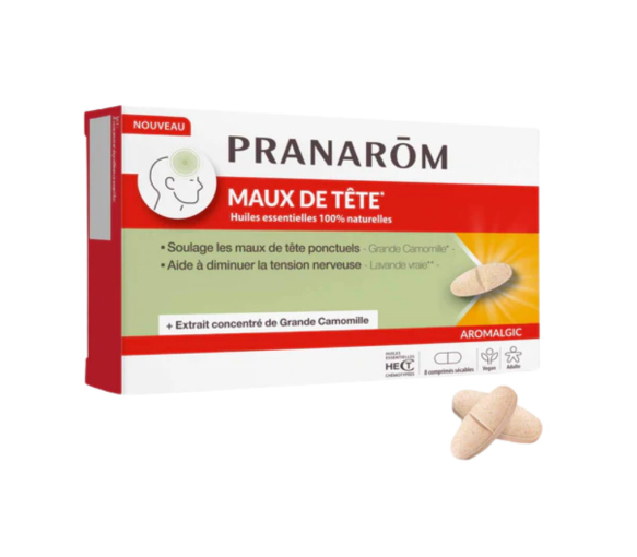Kopfschmerzen Aromalgic Pranarôm - Packung mit 8 Tabletten