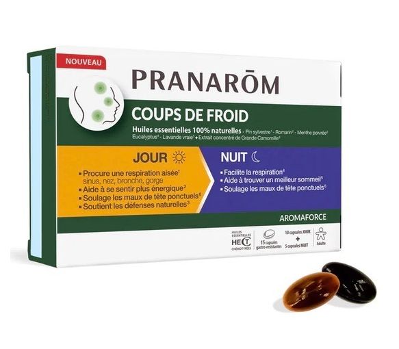 Aromaforce Erkältung Tag/Nacht Pranarom - Schachtel mit 15 Kapseln