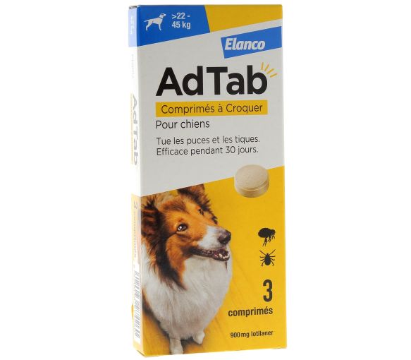 AdTab 900 mg Hund 22-45kg Elanco - Packung mit 3 Kaubleibtabletten - image 1