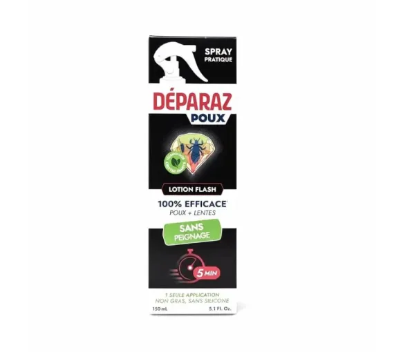 Déparaz Lotion Flash Läuse + Nissen ohne Kämmen - Flasche 150 ml