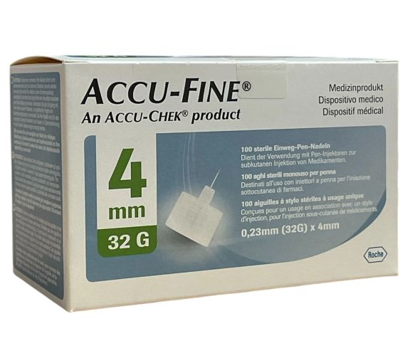 Accu-Fine sterile Einweg-Stiftkanülen 4mm 32G Accu-Chek - Packung mit 100 Kanülen