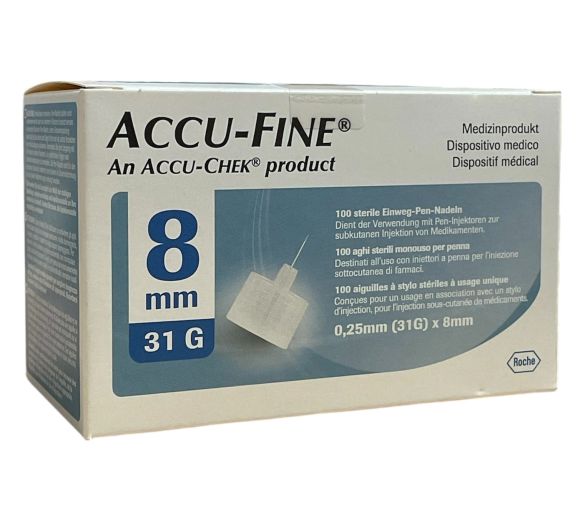 Accu-Fine sterile Einweg-Stiftkanülen 8mm 31G Accu-Chek - Packung mit 100 Kanülen