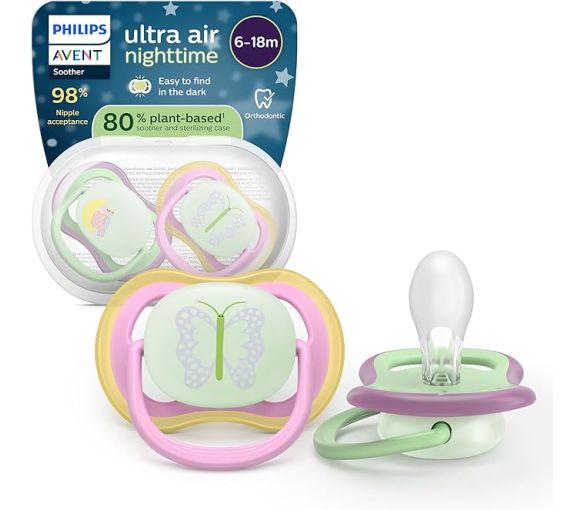 Ultra air Nacht-Schnuller 6-18 Monate Avent - 2er-Pack Schnuller