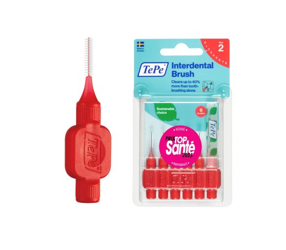 Originale Interdentalbürsten rot Größe 2 (0,5 mm) TePe - 6 Bürsten - image 1
