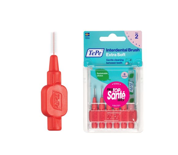 Extra weiche Interdentalbürsten rot pastell Größe 2 (0,5 mm) TePe - 6 Stück - image 1