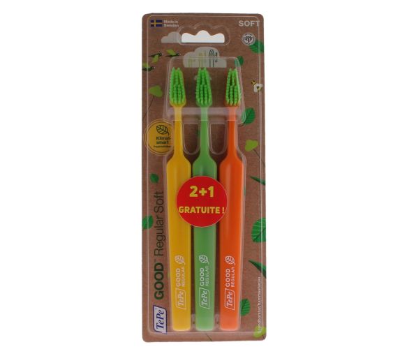 Good regular soft TePe Zahnbürste - 2er Pack Zahnbürsten + 1 gratis - image 1