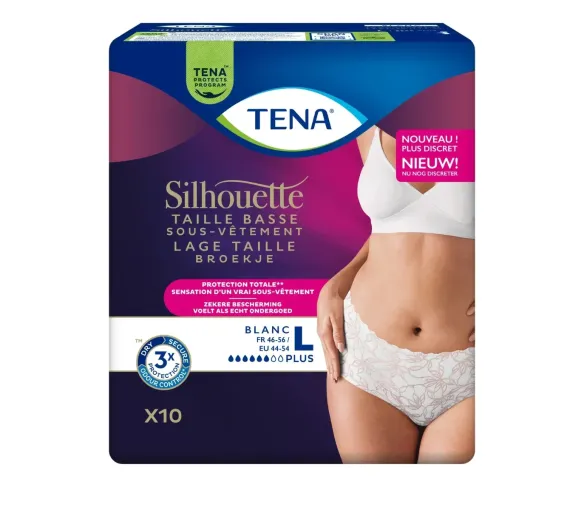 Silhouette Plus saugfähige Slips Größe L niedrig weiß Tena - Packung mit 10 Slips