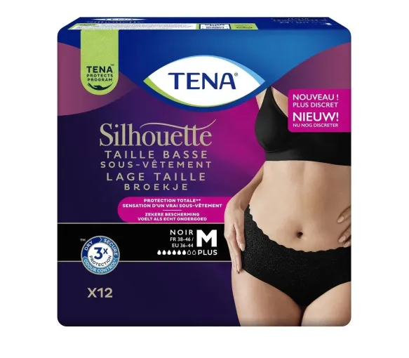 Silhouette Plus Einlagen Größe M niedrig schwarz Tena - Packung mit 12 Einlagen