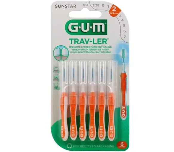 Antibakterielle Interdentalbürste Trav-ler 0,9 mm Gum - 6 Bürsten