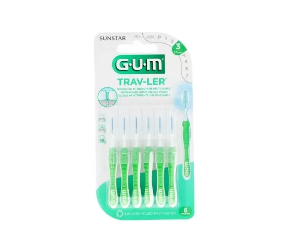 Antibakterielle Interdentalbürste Trav-ler 1,1 mm Gum - 6 Bürsten