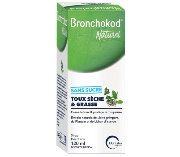 Bronchokod Naturalsirup für trockenen und produktiven Husten ohne Zucker EG Labo - Flasche mit 120 ml - image 1
