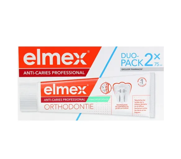 Kariesschutz-Zahnpasta Professional Orthodontie Elmex - 2er-Pack mit 75 ml Tuben