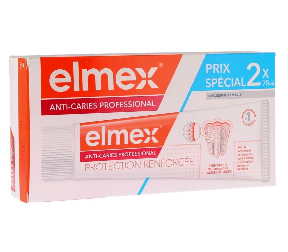 Professionelle Elmex Kariesprophylaxe Zahnpasta - 2er Pack mit 75ml Tuben