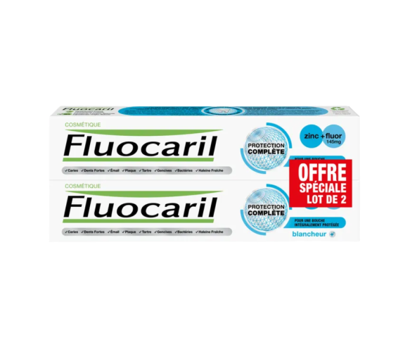 Fluocaril Komplettschutz Zahncreme Weiß - 2er Pack mit 75ml Tuben