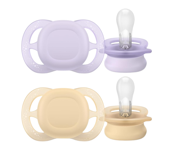 Ultra Start symmetrische Silikon-Schnuller 0 bis 2 Monate Avent - 2er-Pack Schnuller