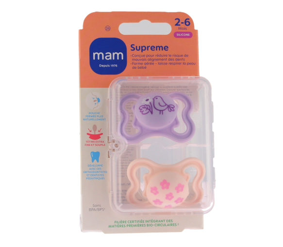 Supreme Schnuller 2-6 Monate rosa Mam - 2er Pack Schnuller - image 1