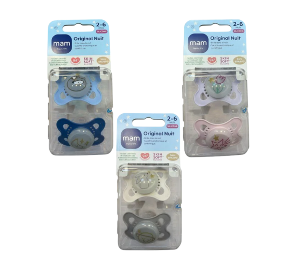 Anatomische Silikon-Schnuller Original Nacht 2-6 Monate MAM - 2er-Pack Schnuller - image 1