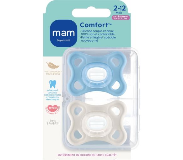 Schnuller Comfort Silikon 2-12 Monate Mam - Packung mit 2 Schnullern - image 1