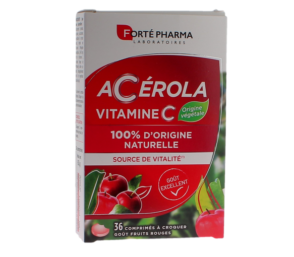 Acerola Vitamin C Geschmack rote Früchte Forté Pharma - Packung mit 36 Kautabletten - image 1
