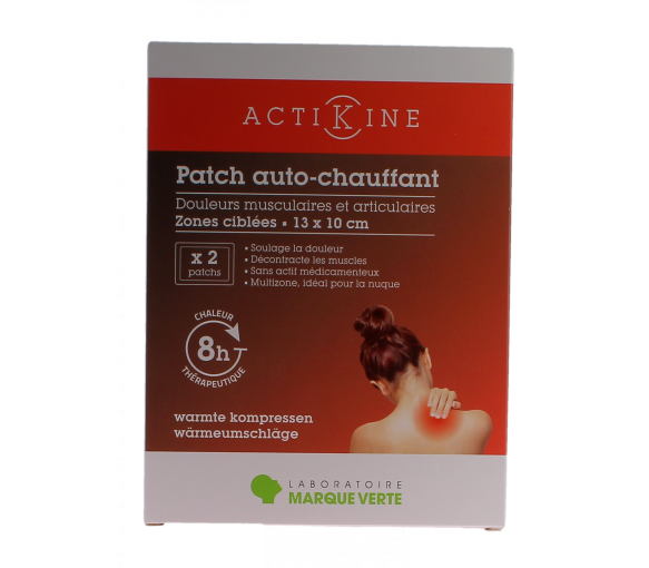 Actikine selbstheizendes Pflaster Grüne Marke - Packung mit 2 Pflastern von 13x10cm
