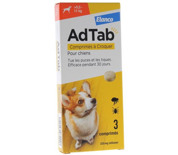 AdTab 225 mg Hund 5,5-11kg Elanco - Packung mit 3 Kautabletten - image 1