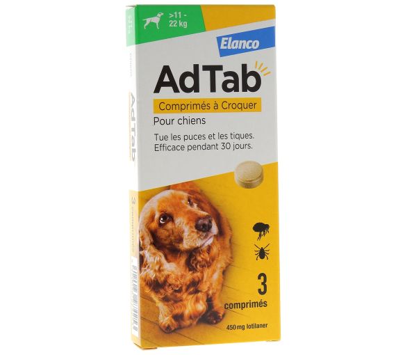 AdTab 450 mg Hund 11-22kg Elanco - Packung mit 3 Kaubleibtabletten - image 1