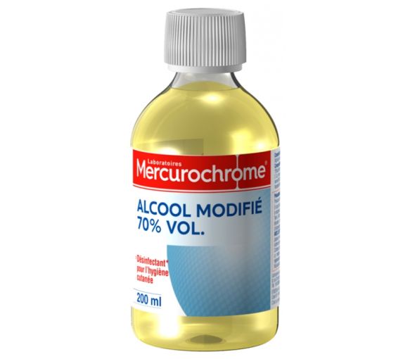 Modifizierter Alkohol 70% vol Mercurochrome - Flasche mit 200 ml