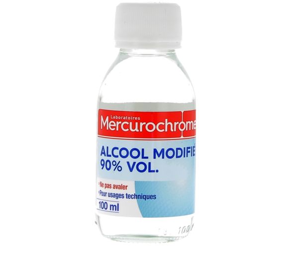 Modifizierter Alkohol 90% vol Mercurochrome - Flasche mit 100 ml