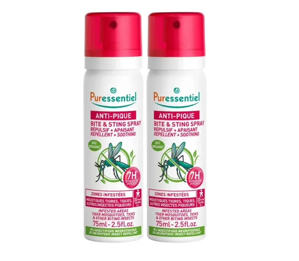 Anti-Stich Mückenspray Puressentiel - 2er-Pack mit 75 ml Sprays