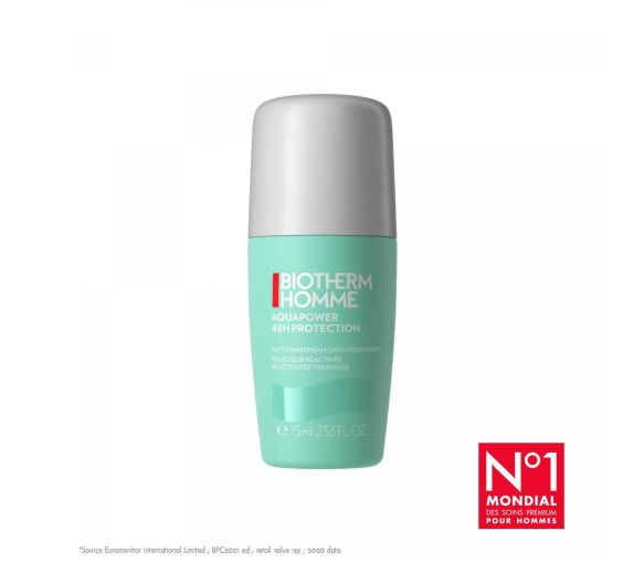 Aquapower 48h Schutz gegen Schwitzen für Männer von Biotherm - Roll-on mit 75 ml
